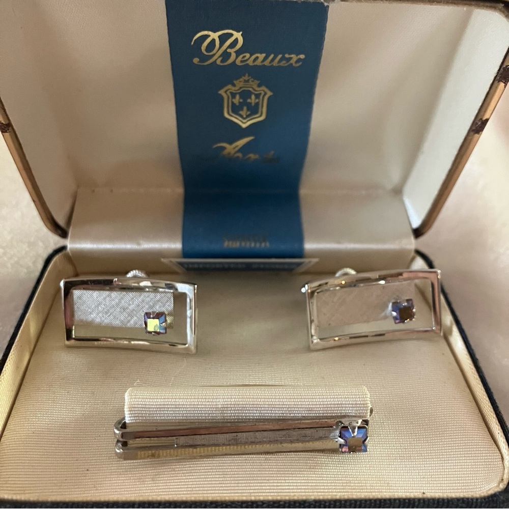 Vintage Men’s Swank Beaux Arts Cuff Links and Tie Clip